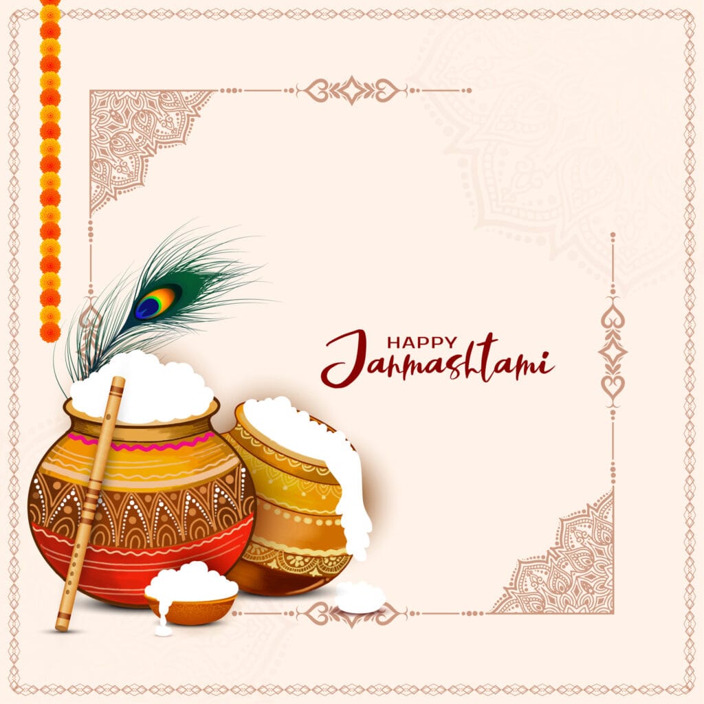 Happy janmashtami lord krishna birthday indian festival backgrou