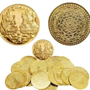 Laxmi Ganesha Coins Metal Coins Lakshmi kasu (Colour-Gold) of (21 nos)
