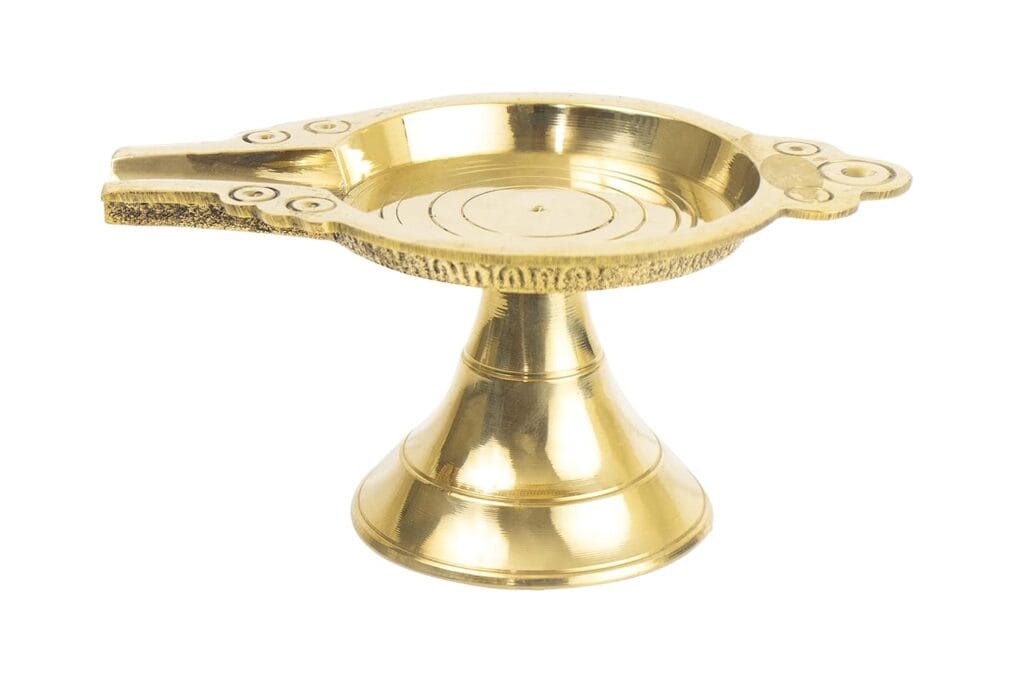 Brass Abhishek Patra Tray – Traditional Chowki Stand for Sacred Rituals