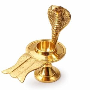 Pure Brass Shivling Abhishek Stand with Naag
