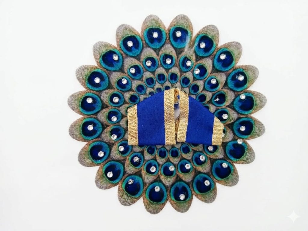 Royal Blue Traditional Laddu Gopal Poshak Size No. 1 | Fancy Designer Krishna Ji Dress with Mor Pankh Design | Handmade Bal Gopal Thakur Ji Shringar Vastra for Janmashtami