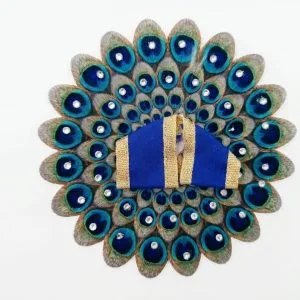 Royal Blue Traditional Laddu Gopal Poshak Size No. 1 | Fancy Designer Krishna Ji Dress with Mor Pankh Design | Handmade Bal Gopal Thakur Ji Shringar Vastra for Janmashtami