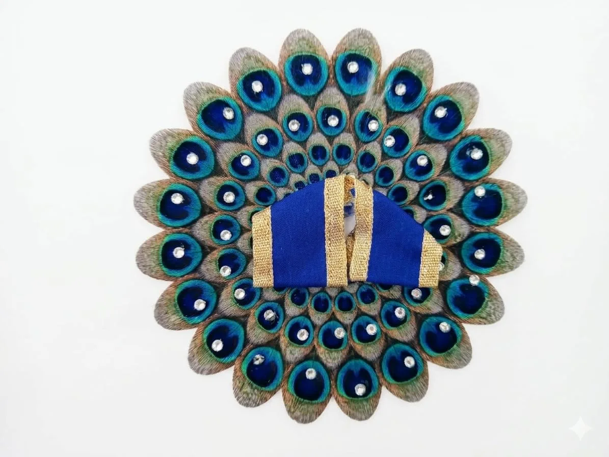 Royal Blue Traditional Laddu Gopal Poshak Size No. 1 | Fancy Designer Krishna Ji Dress with Mor Pankh Design | Handmade Bal Gopal Thakur Ji Shringar Vastra for Janmashtami