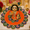 Orange Fancy Laddu Gopal Poshak Size No. 4 | Designer Krishna Ji Dress with Floral Embroidery, Stone & Pearl Work | Handmade Bal Gopal Kanha Ji Thakur Ji Shringar Vastra