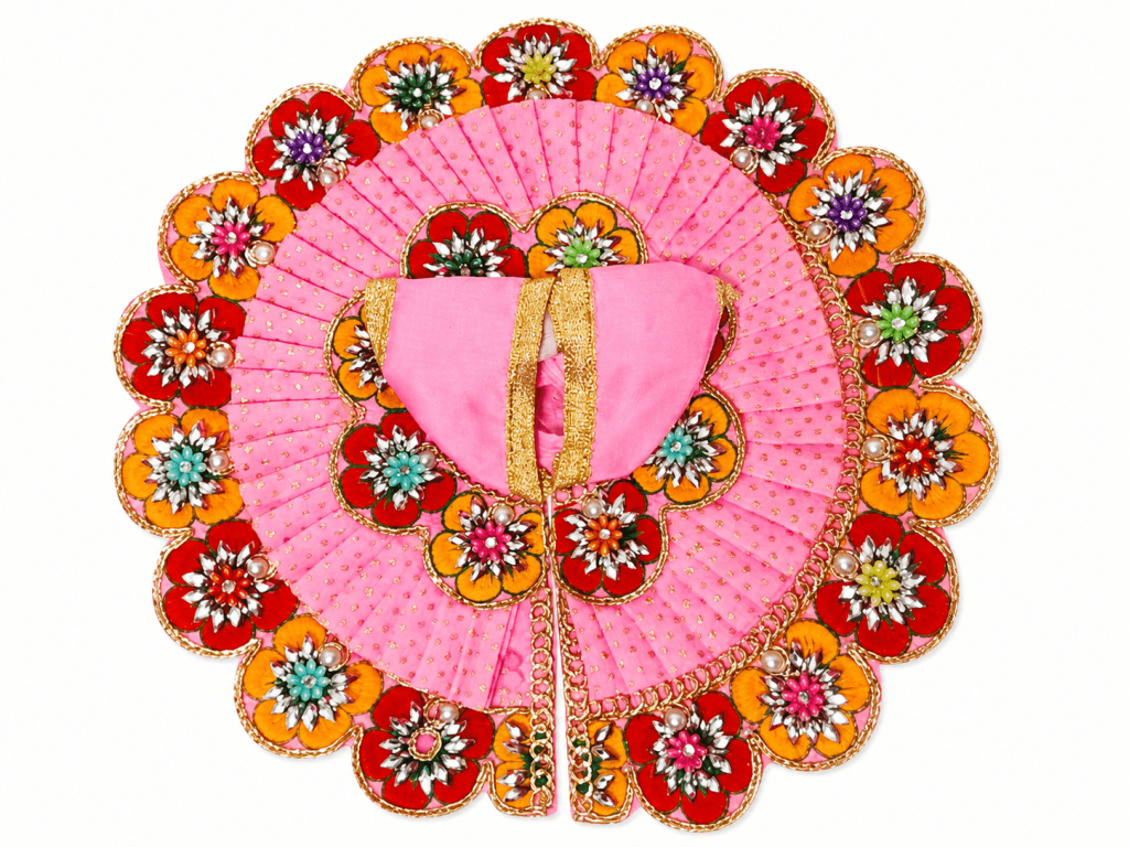 Special Fancy Dress for Bal Gopal Krishna Idol & Thakur Ji (Light Pink) Size 1 No-5"