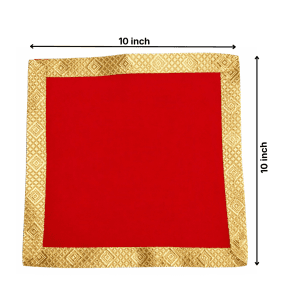 Red Velvet Chowki Aasan Cloth for Puja (Pack of 1)(10x10 inch)
