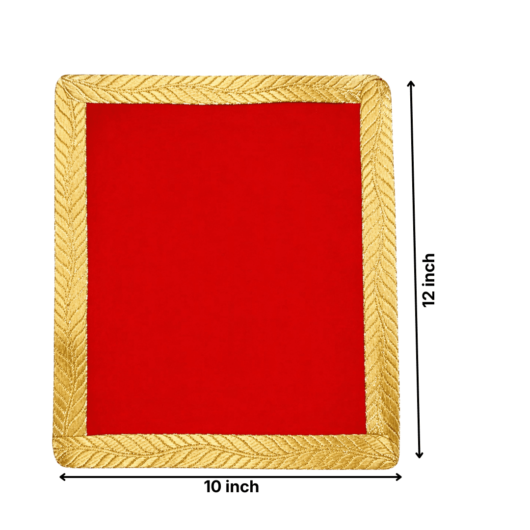 Red Velvet Chowki Aasan Cloth for Puja(Pack of 1) (10x12 inch) - Image 2