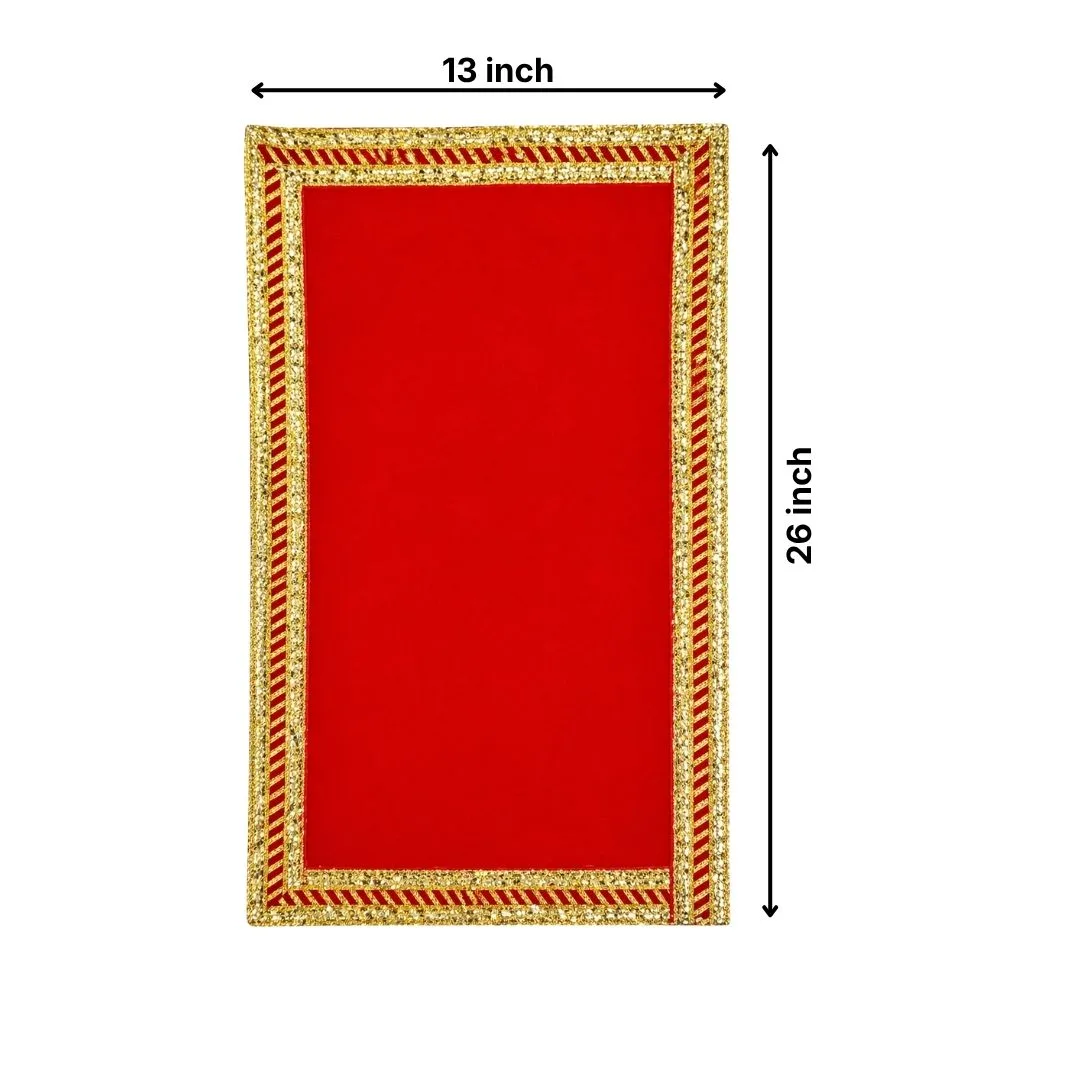 Velvet Pooja rumal Aasan Designer Bhagwan Asan for Mandir(Pack of 3) (13x26 inch) - Image 2