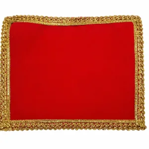 Red Velvet Chowki Aasan Cloth for Puja(Pack of 1) (6x8 inch)