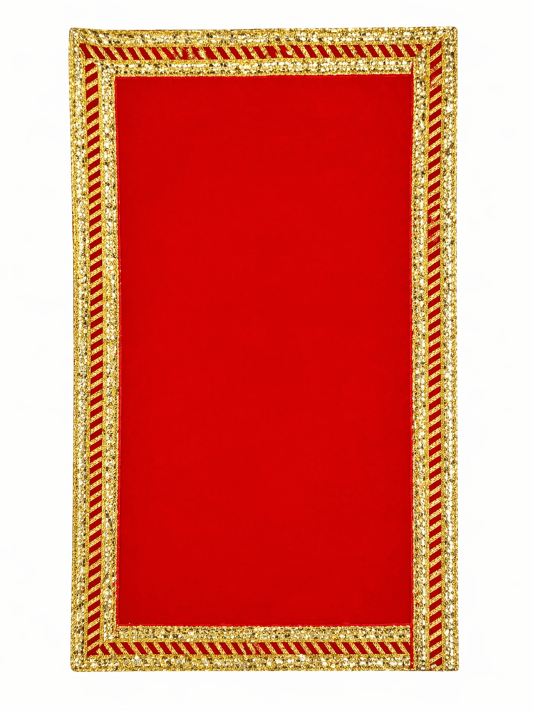Red Velvet Chowki Aasan Cloth for Puja(Pack of 1) (13x26 inch)