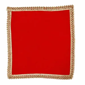 Red Velvet Chowki Aasan Cloth for Puja (Pack of 1)(8x10 inch)
